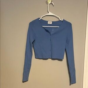 Aritzia Blue Button Down Crop Top
